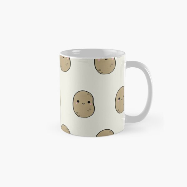 Cute funny sweet adorable little baby potatoes and red ripe summer  strawberries cartoon light pastel pink pattern design Coffee Mug