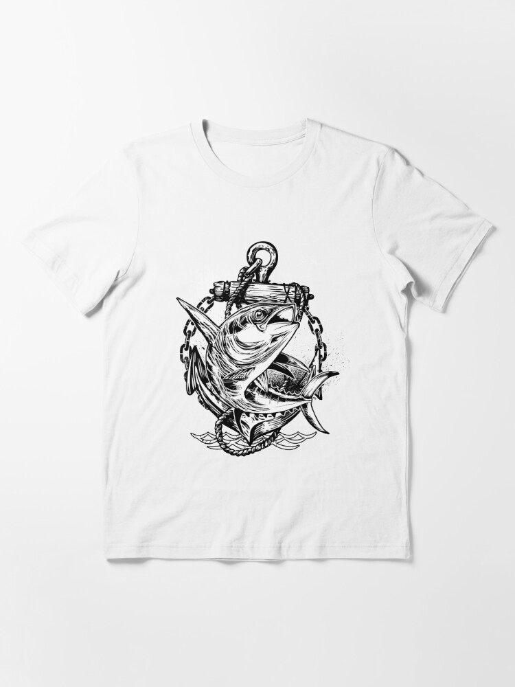 A Tuna Fish infront of an Anchor  Essential T-Shirt for Sale by  Workwithstellio
