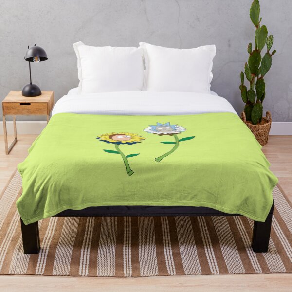 Rick and Morty as flowers Throw Blanket