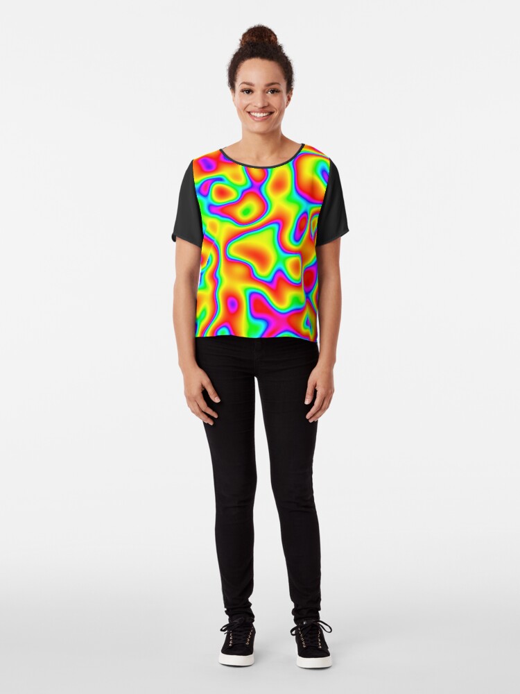 Alternate view of Rainbow Chaos Abstraction Chiffon Top