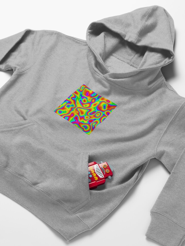 Alternate view of Rainbow Chaos Abstraction Kids Pullover Hoodie