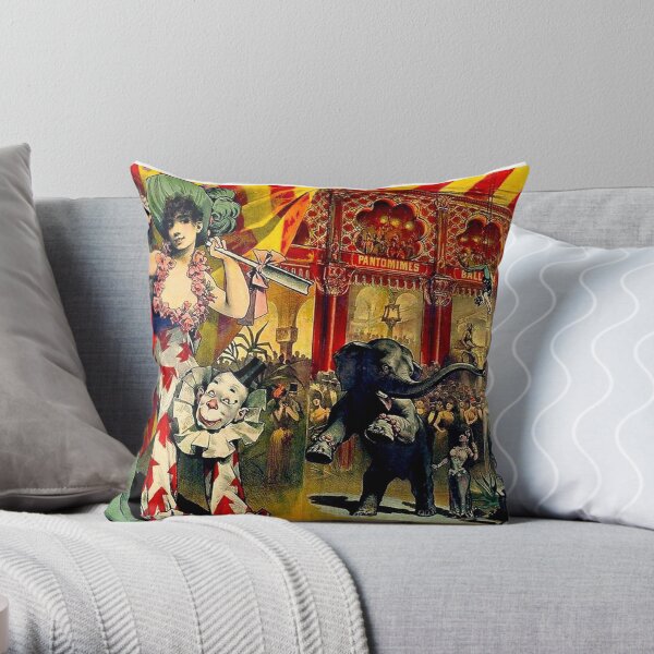 CIRCUS Vintage 1890 Circus Advertising Print Throw Pillow
