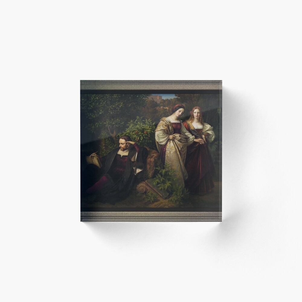 Torquato Tasso and the Two Leonores by Karl Ferdinand Sohn - Exquisite Romantic Painting 3 Torquato Tasso and the Two Leonores by Karl Ferdinand Sohn Decorative Art Print Acrylic Block