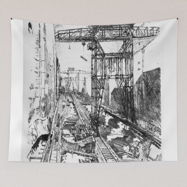 Item preview, Great Cranes in Miraflores Lock - Joseph Pennell - 1912 designed and sold by CrankyOldDude.