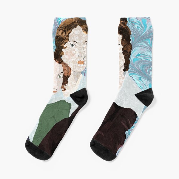 Bronte Sisters in Marbled Bookbinding Paper Chaussettes