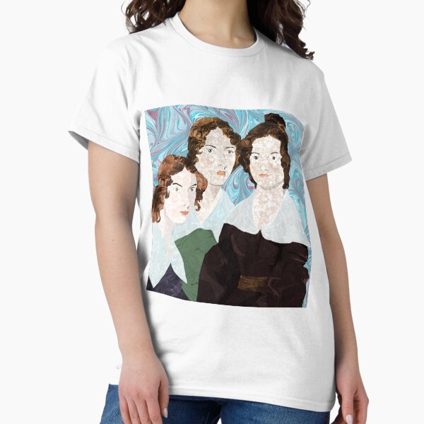 Vista previa del artículo con la obra «Las hermanas Bronte en papel de encuadernación jaspeado», diseñado y vendido por MarbleCloud.