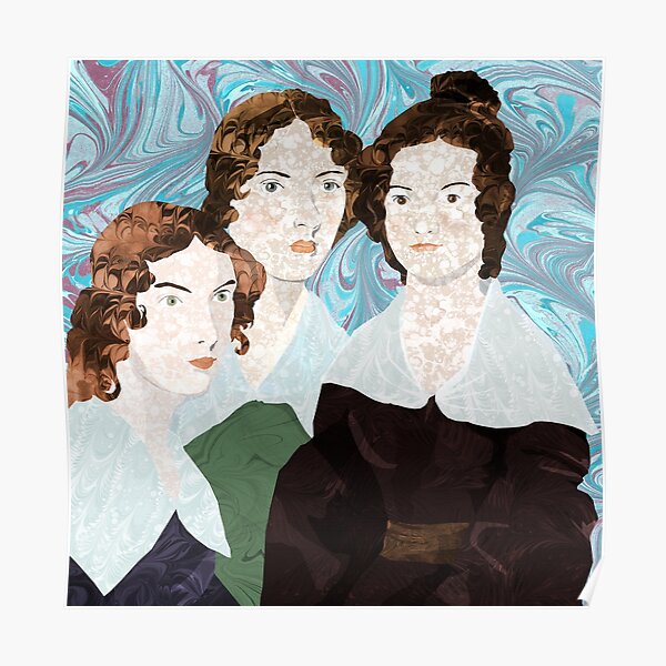 Bronte Sisters in Marbled Bookbinding Paper Poster
