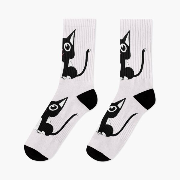 Item preview, Cute Cartoon Black & White Cat Purring designed and sold by Merch_Tingz.