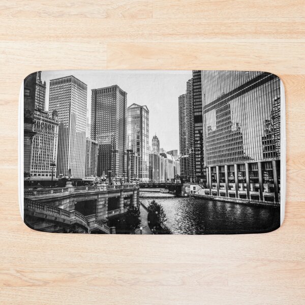 Item preview, Chicago River Buildings in Black and White designed and sold by PaulVelgos.
