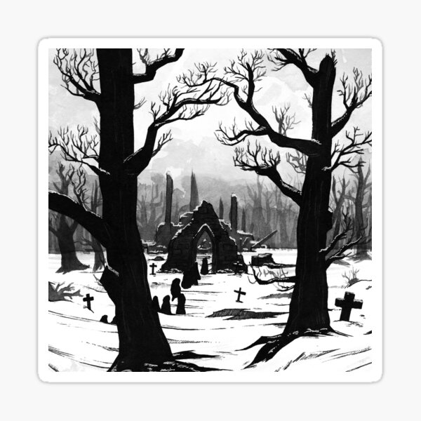 Klosterfriedhof im Schnee Sticker