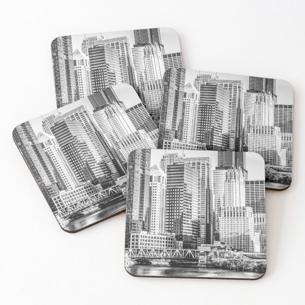 Item preview, Downtown Chicago Loop at Lake Street Bridge in Black and White designed and sold by PaulVelgos.