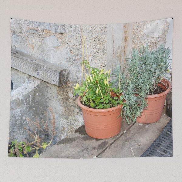 Item preview, Herbs and Pots Against A Stone Wall  designed and sold by Niina  Niskanen.
