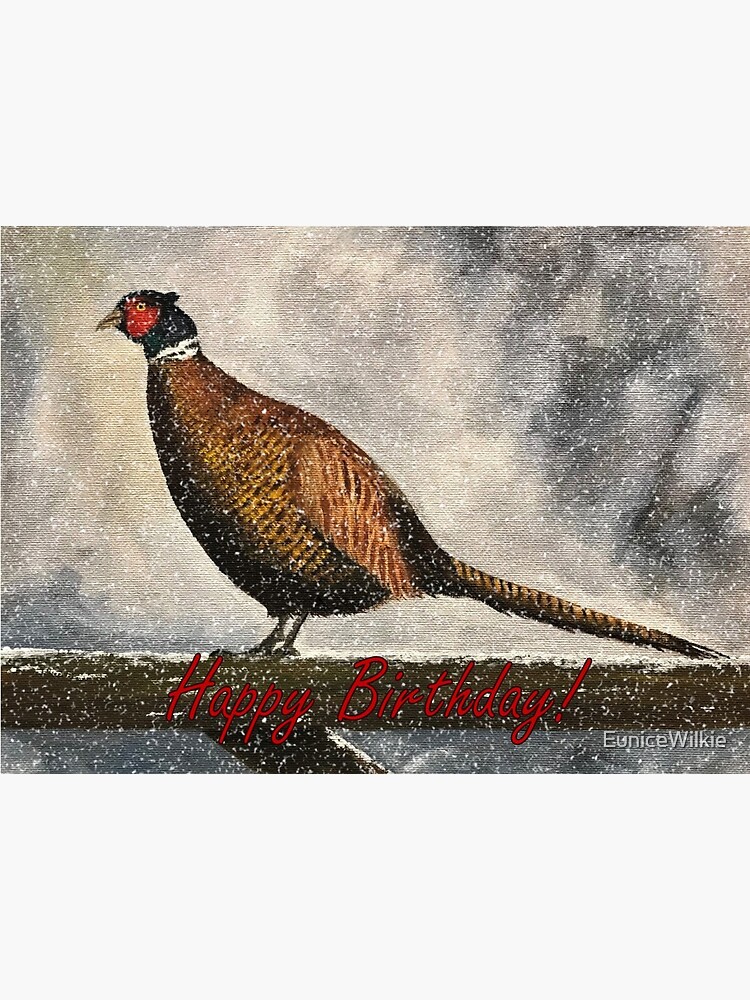 Thumbnail 2 of 2, Greeting Card, Pheasant in Winter - Birthday Card designed and sold by EuniceWilkie.