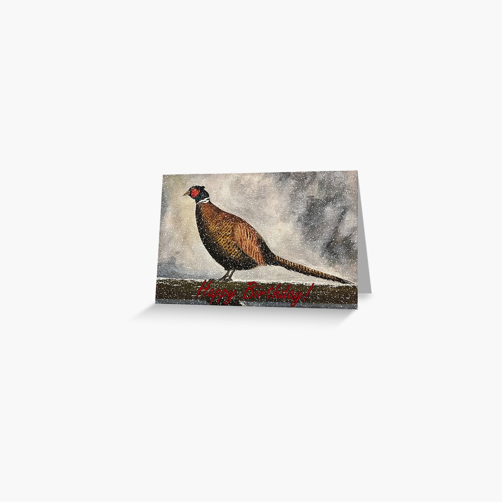 Pheasant in Winter - Birthday Card Greeting Card