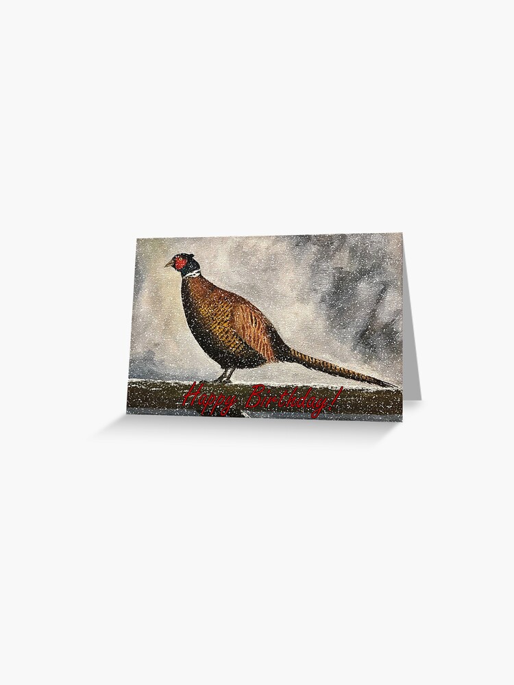 Thumbnail 1 of 2, Greeting Card, Pheasant in Winter - Birthday Card designed and sold by EuniceWilkie.