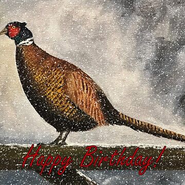Artwork thumbnail, Pheasant in Winter - Birthday Card by EuniceWilkie
