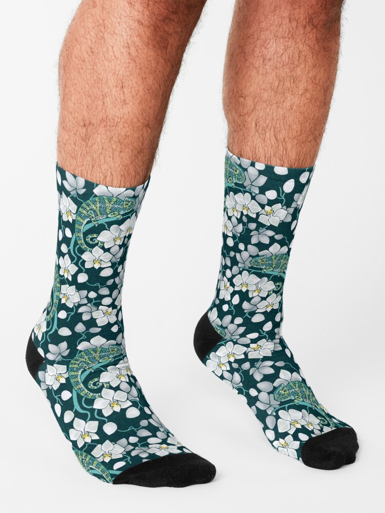 Alternate view of chameleons and orchids Socks