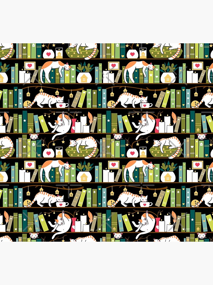 Disover Library cats - whimsical cats on the book shelves  | Socks