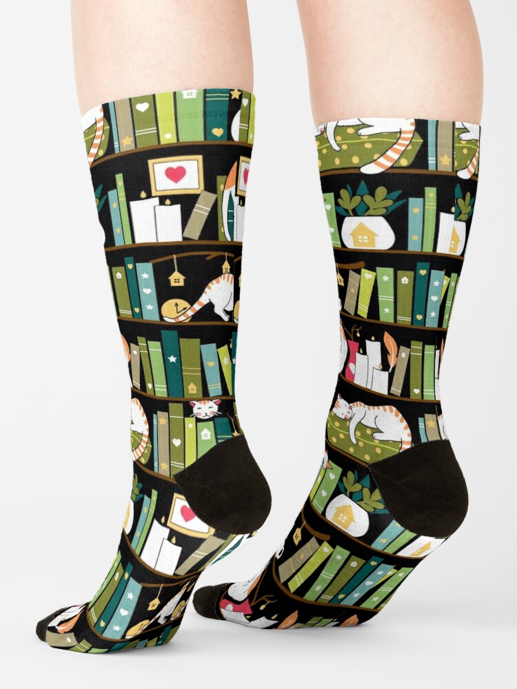 Discover Library cats - whimsical cats on the book shelves  | Socks