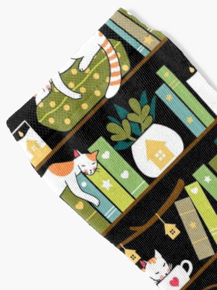 Disover Library cats - whimsical cats on the book shelves  | Socks