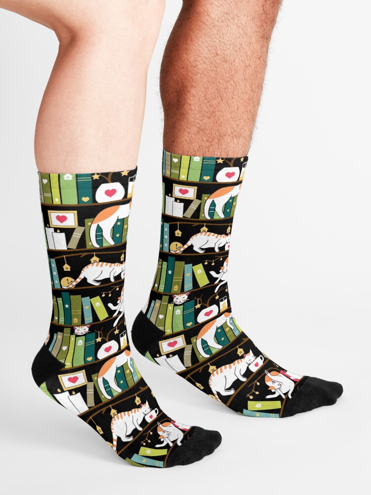 Alternate view of Library cats - whimsical cats on the book shelves Socks