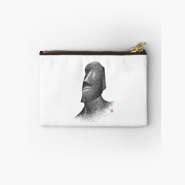 Item preview, Easter Island Moai hand drawn pen and ink illustration in black and white. designed and sold by Wiggly Lines.