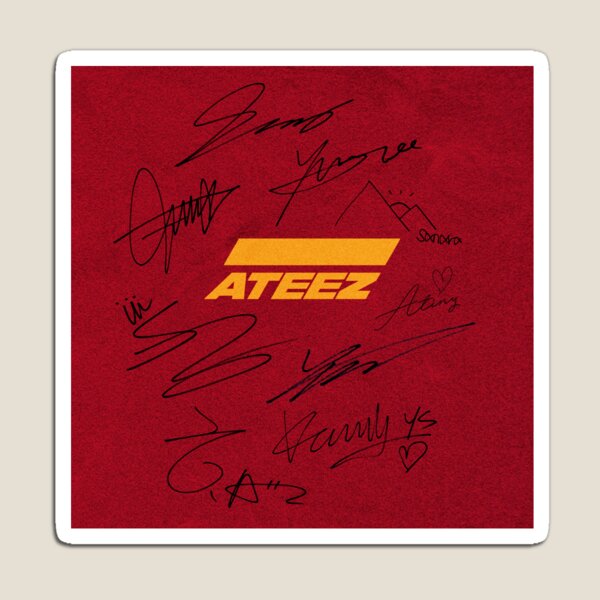ATEEZ - Logo + autographs (black)