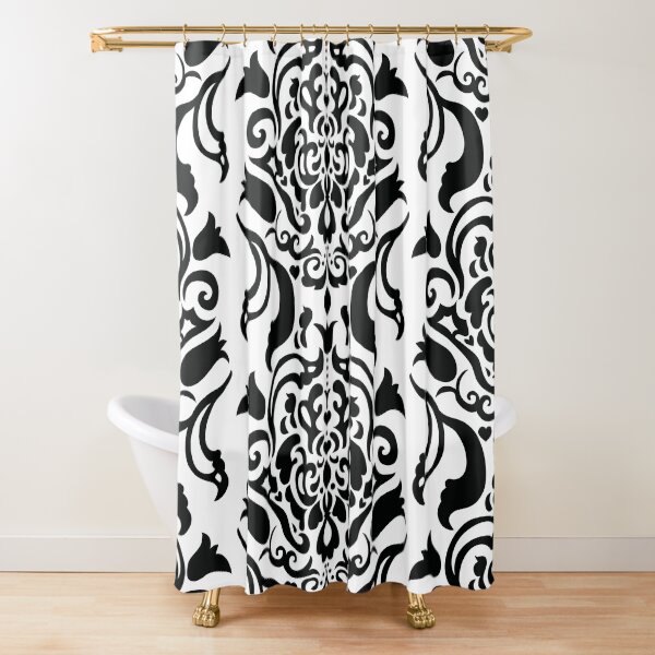Large Scale Black Damask Shower Curtain