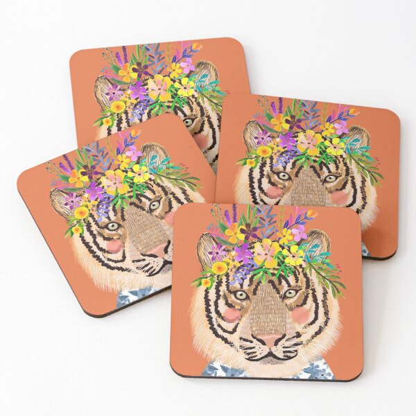 Item preview, Tiger with Flower Crown, Wild Animal in Nature designed and sold by MiaCharro.