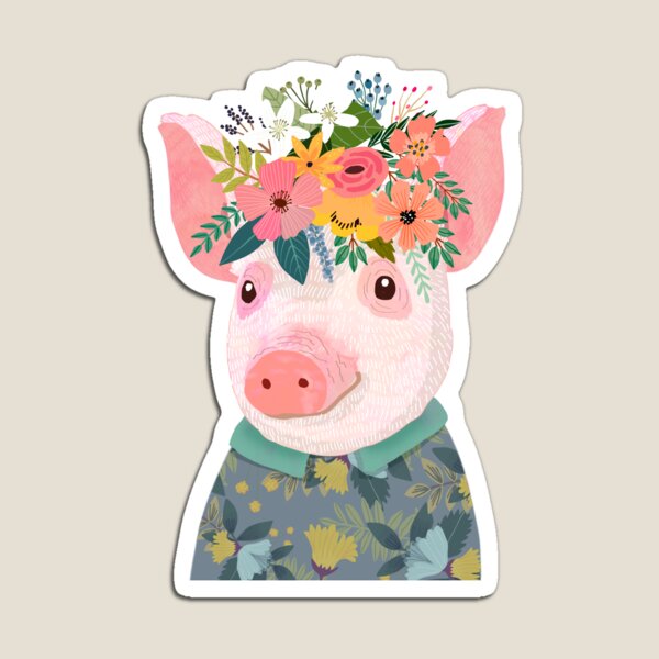 Piglet with flowers on head Magnet