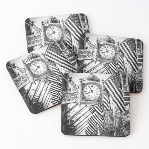 Item preview, Chicago Macy's Clock in Black and White designed and sold by PaulVelgos.