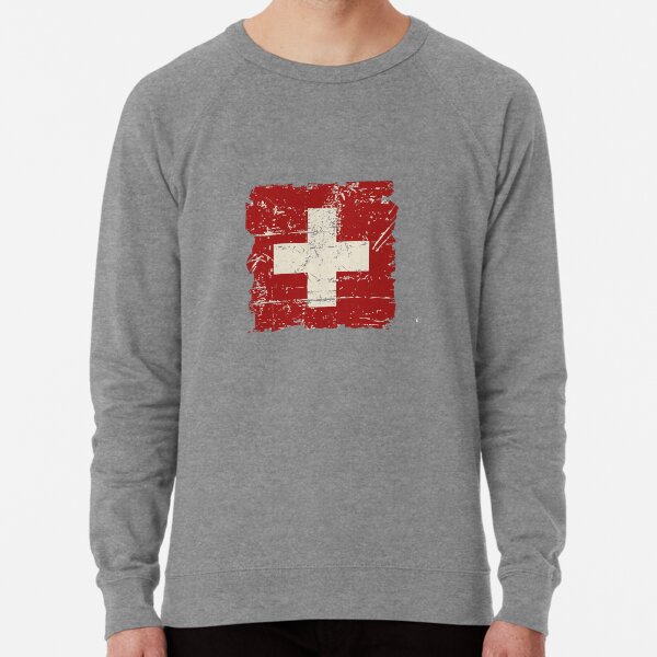 Schweizer Flagge - Vintage Look Leichter Pullover