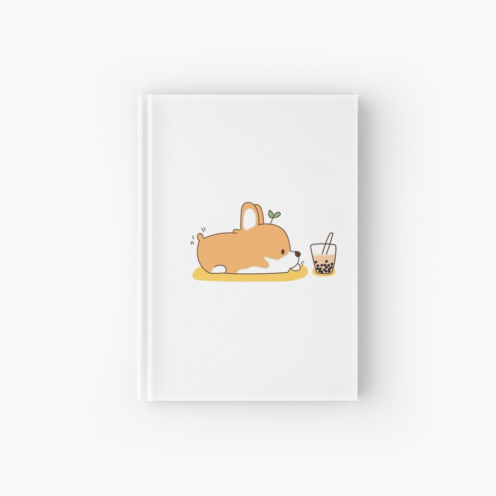 Corgi and Bubble Tea Hardcover Journal