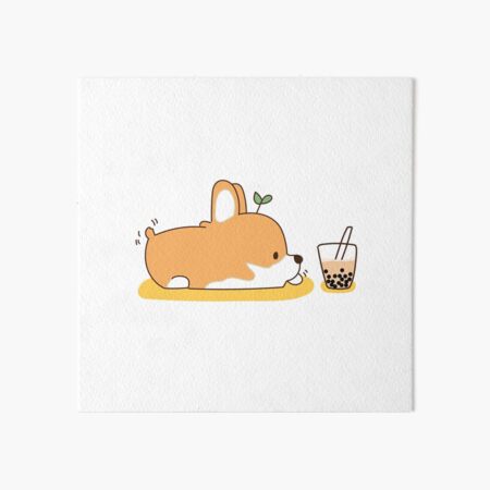 Corgi and Bubble Tea Art Board Print