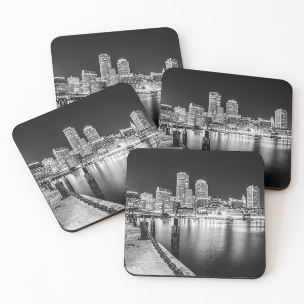 Item preview, Boston Skyline at Night in Black and White designed and sold by PaulVelgos.