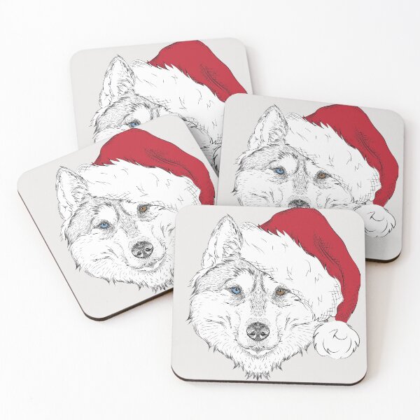 Item preview, Mixed Eyes Santa Husky designed and sold by Bridgette  O'Neill.