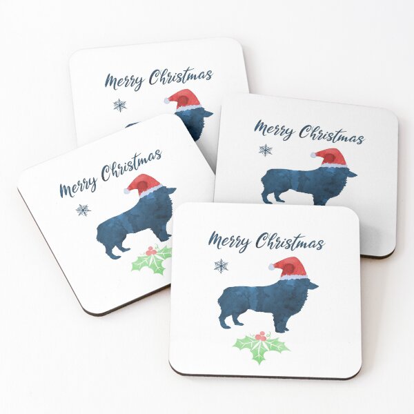 Item preview, Merry Christmas Schipperke Navy Blue Dog Art designed and sold by TheJollyMarten.