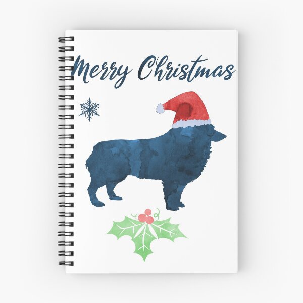 Item preview, Merry Christmas Schipperke Navy Blue Dog Art designed and sold by TheJollyMarten.
