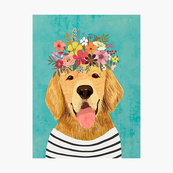 Item preview, Golden Retriever Dog With Flower Crown designed and sold by MiaCharro.