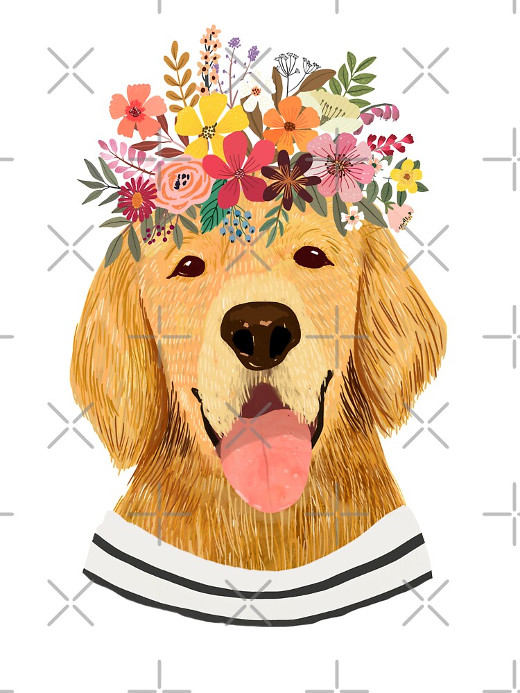 Golden Retriever Dog With Flower Crown Baby One Piece By Miacharro Redbubble