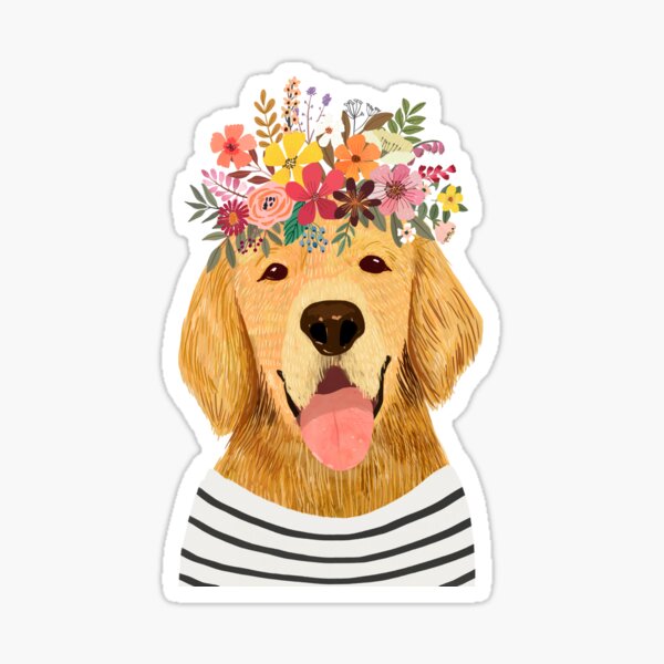 Artikel-Vorschau von Golden retriever-Hund mit Blumen-Krone, designt und verkauft von MiaCharro.