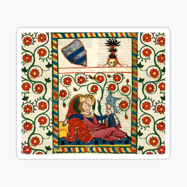 Aperçu de l'œuvre AMOUREUX ROMANTIQUES, MINIATURE MÉDIÉVALE AUX ROSES SAUVAGES créée et vendue par BulganLumini.