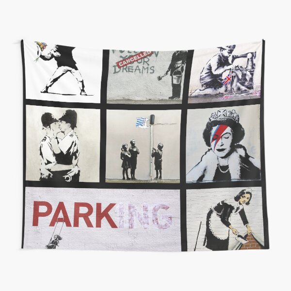 "Banksy Montage 01 Various Banksy Artworks " Tapestry for Sale by