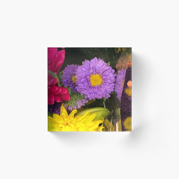 Purple flowers Acrylic Block