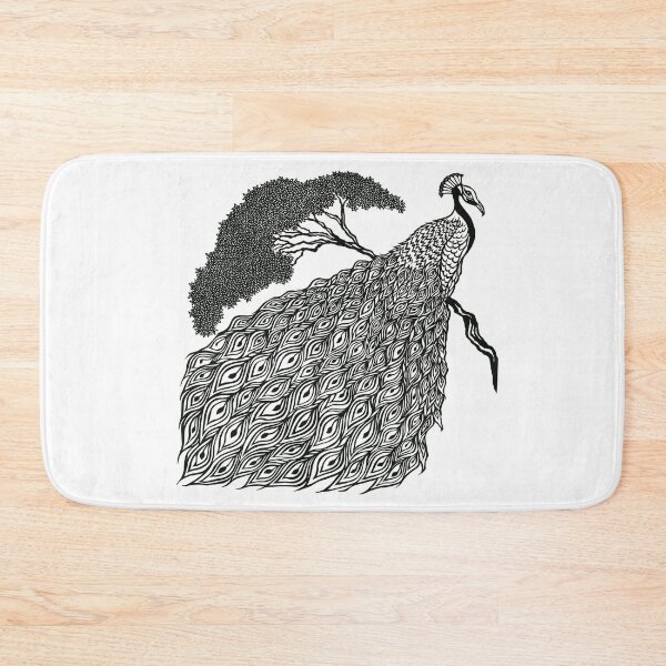 Item preview, Peacock on Branch | Bird Design designed and sold by Monochromatics by Corie Mae Dark.