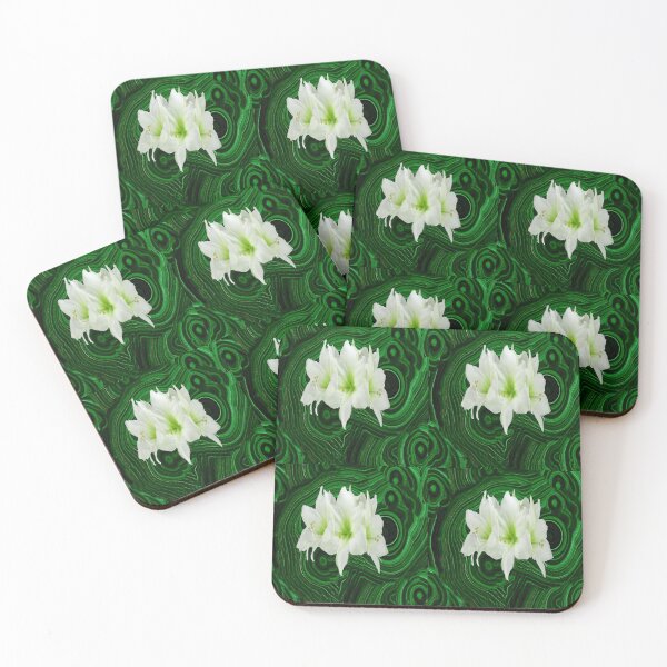 Item preview, GREEN-WHITE AMARYLLIS FLOWERS ON BLACK-GREEN ART designed and sold by sharlesart.