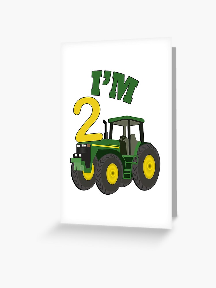 Carte de vœux for Sale avec l'œuvre « Cadeau d'anniversaire de 2 ans  mignonne ferme à thème Tracteur Deux ans cartes et cadeaux » de l'artiste  tamdevo1