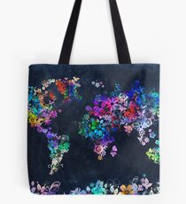 world map floral 2 Tote Bag
