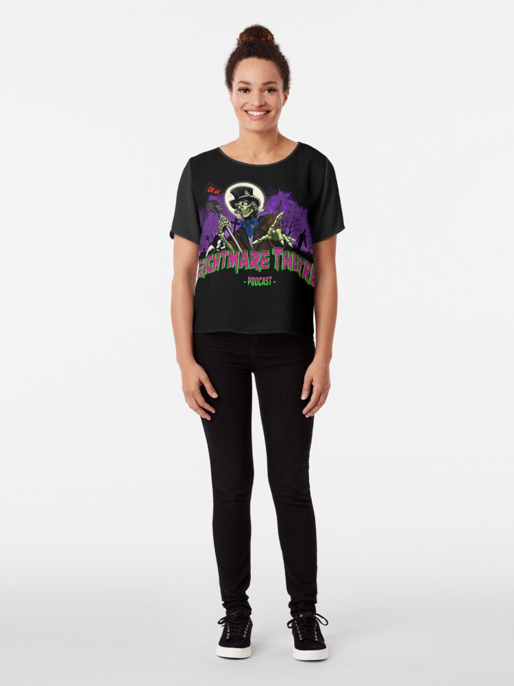 Alternate view of FRIGHTMARE THEATRE PODCAST MAIN Chiffon Top