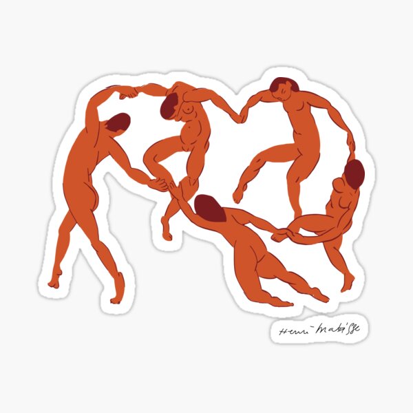Henri Matisse - La Danse (The Dance) - Reproduction d'œuvres d'art pour - Art mural, Impressions, Affiches, Toile, T-shirts, Hommes Femmes Jeunesse Sticker